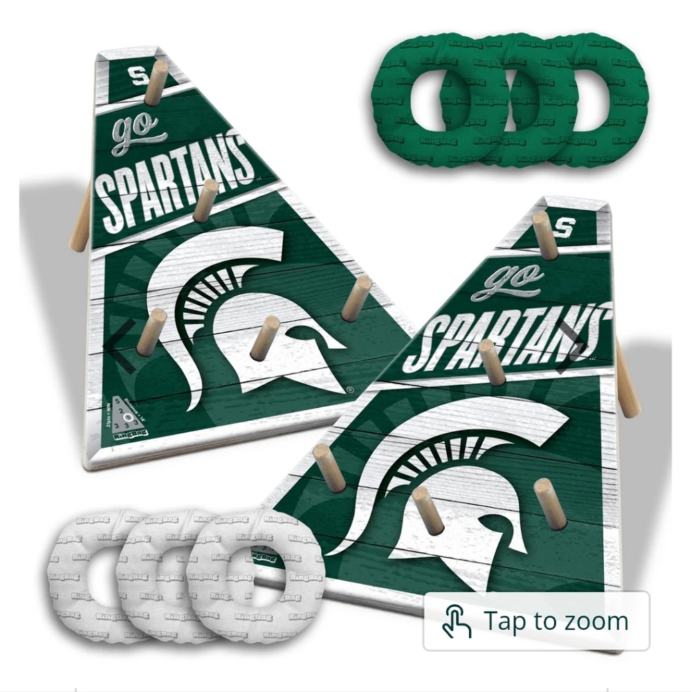 NCAA Ring Bag Game Michigan State Spartans New In Box 2 Boards, 6 Bags